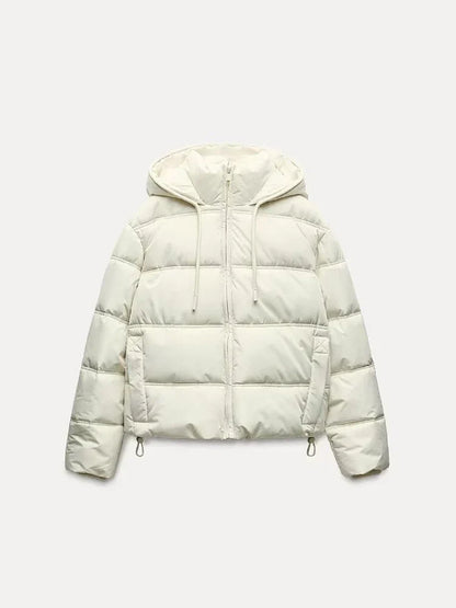 Women's Casual Hooded Puffer Jacket with Quilted Insulation