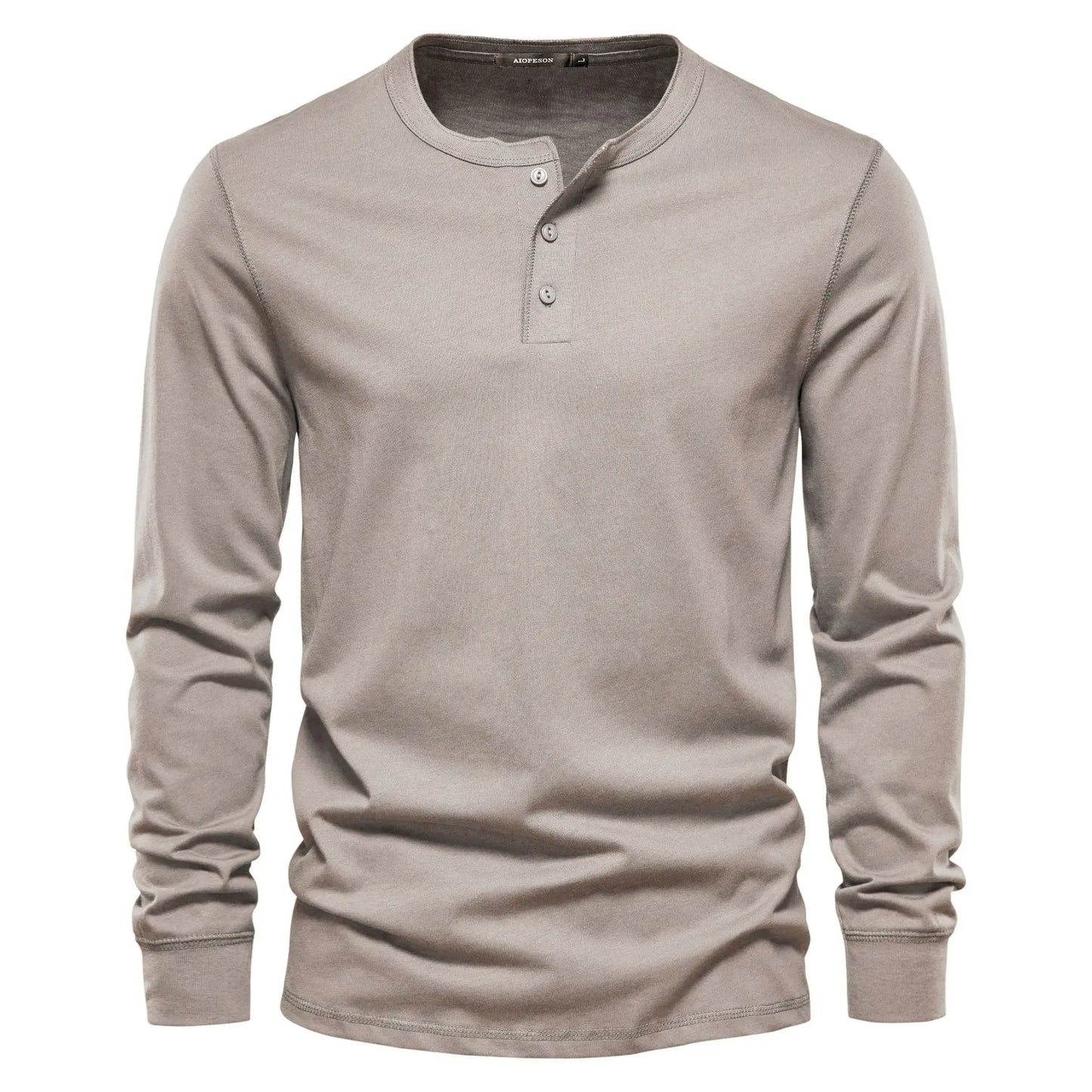 Men's Classic Long Sleeve Henley Shirt with Three Button Placket