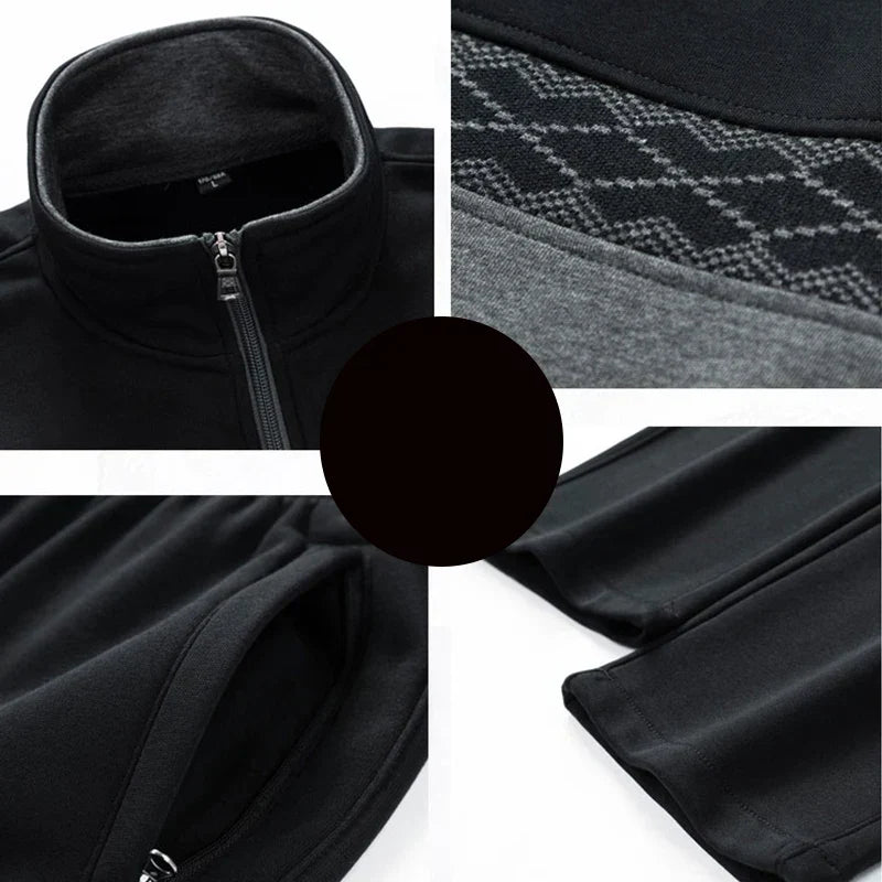 Men's Casual Two-Piece Set with Zipper Jacket and Jogger Pants