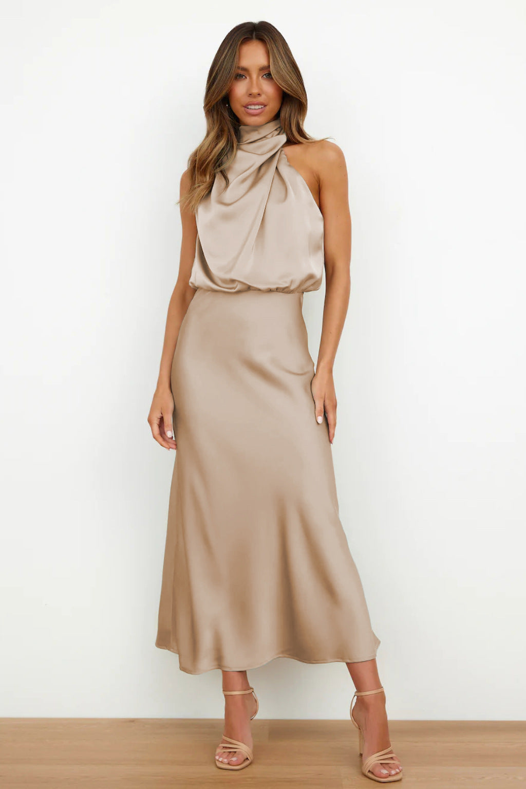 Women's Elegant Halter Neck Maxi Dress
