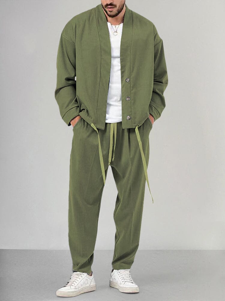 Men's Relaxed 2-Piece Co-ord Set with Button Jacket and Trousers