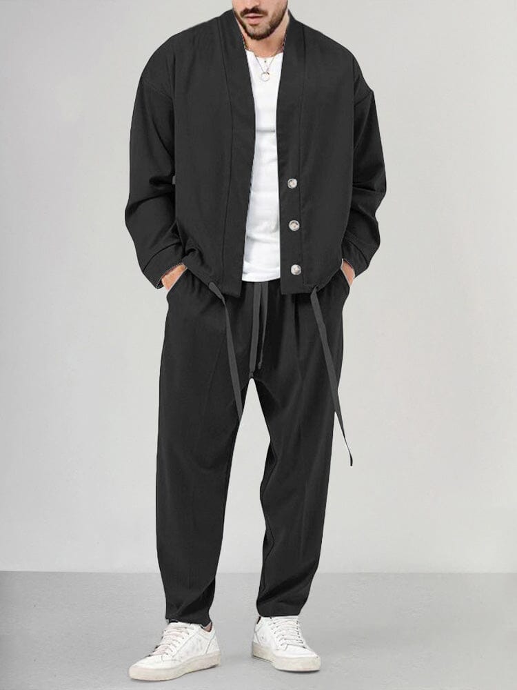 Men's Relaxed 2-Piece Co-ord Set with Button Jacket and Trousers