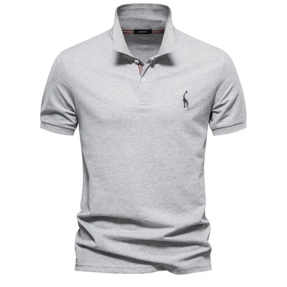 Men's Short-Sleeve Polo Shirt with Chest Logo and Button Placket