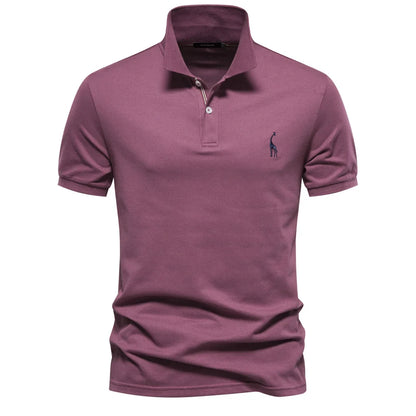 Men's Short-Sleeve Polo Shirt with Chest Logo and Button Placket