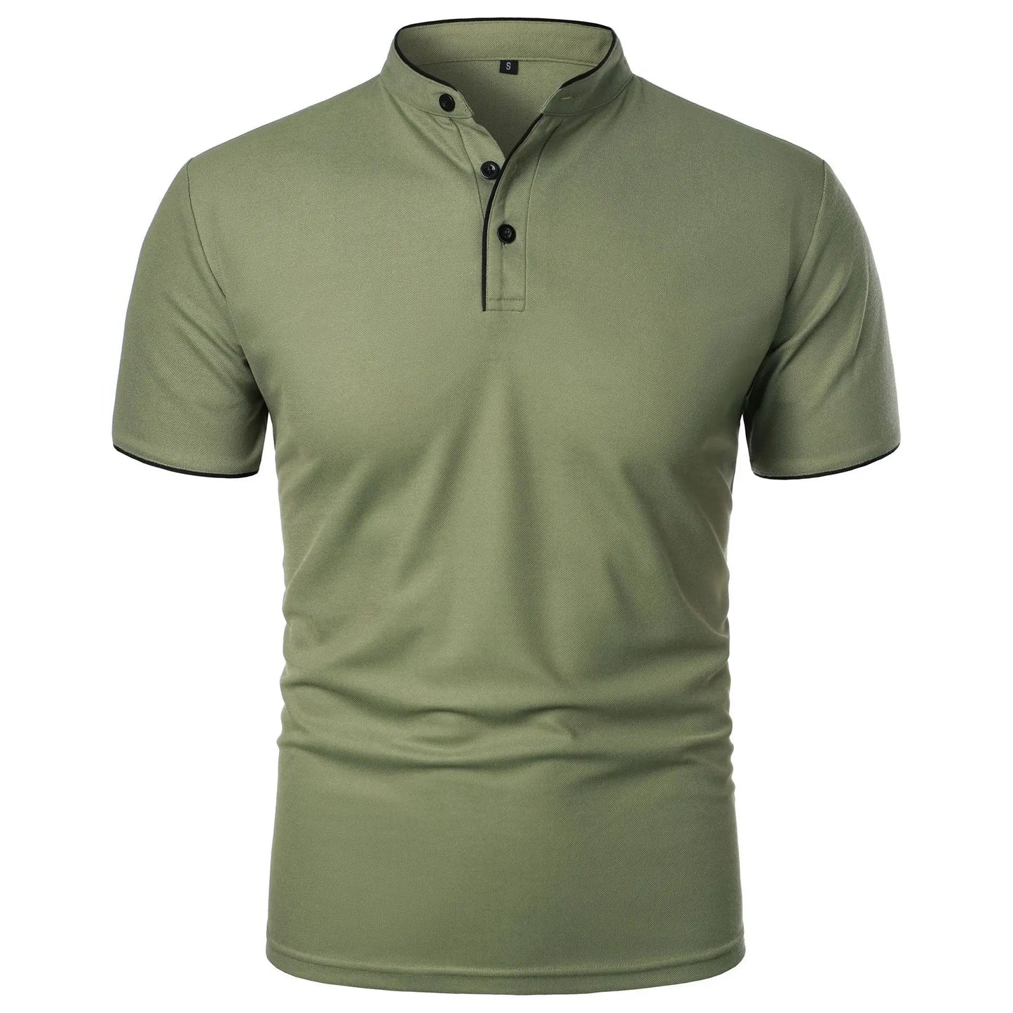 Men's Casual Short Sleeve Polo Shirt with Mandarin Collar Design