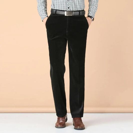 Men's Corduroy Trousers Straight Leg Business Casual Classic Fit