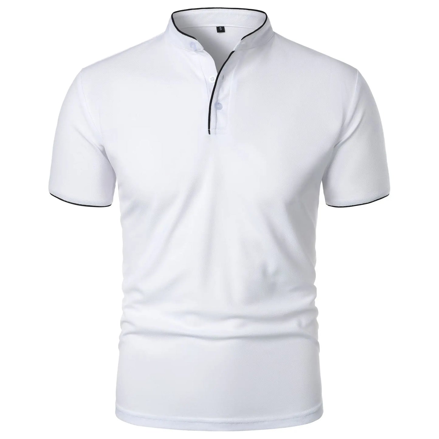 Men's Casual Short Sleeve Polo Shirt with Mandarin Collar Design