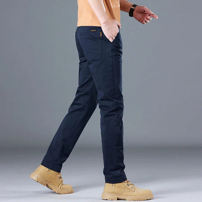 Men's Cotton Work Trousers Slim Fit Straight Leg Business Casual Wear
