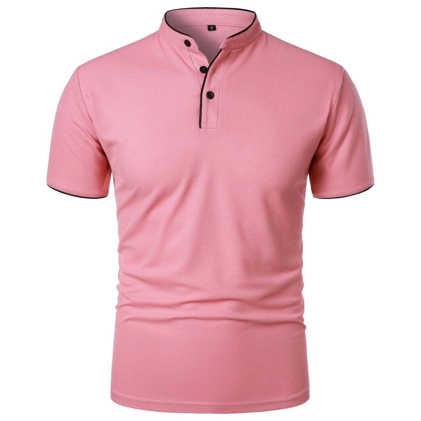 Men's Casual Short Sleeve Polo Shirt with Mandarin Collar Design