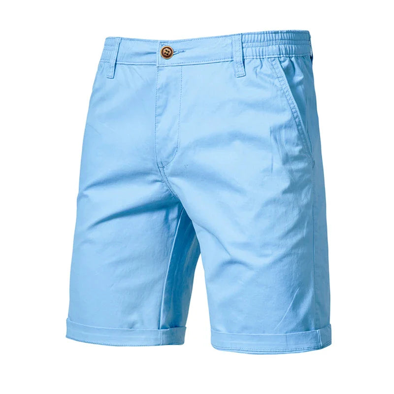 Men's Casual Elastic Waist Chino Shorts with Tailored Hem