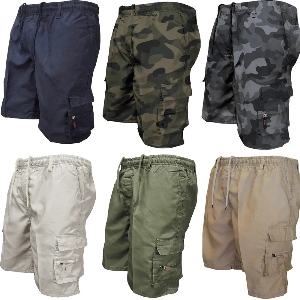 Men's Tactical Cargo Shorts with Multi Pockets and Drawstring Waist