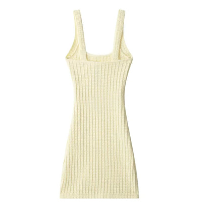 Women's Ribbed Sleeveless Mini Dress with Pocket Details
