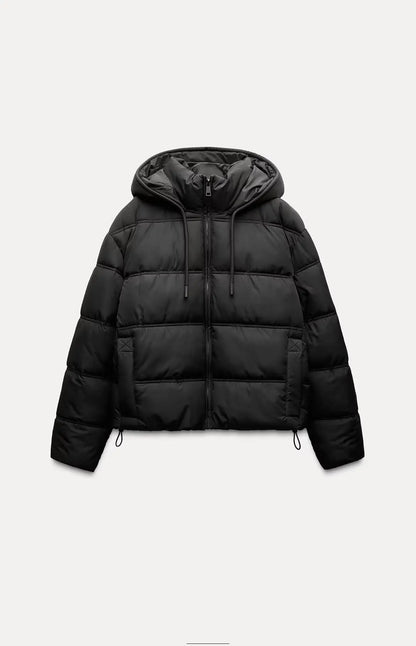 Women's Casual Hooded Puffer Jacket with Quilted Insulation