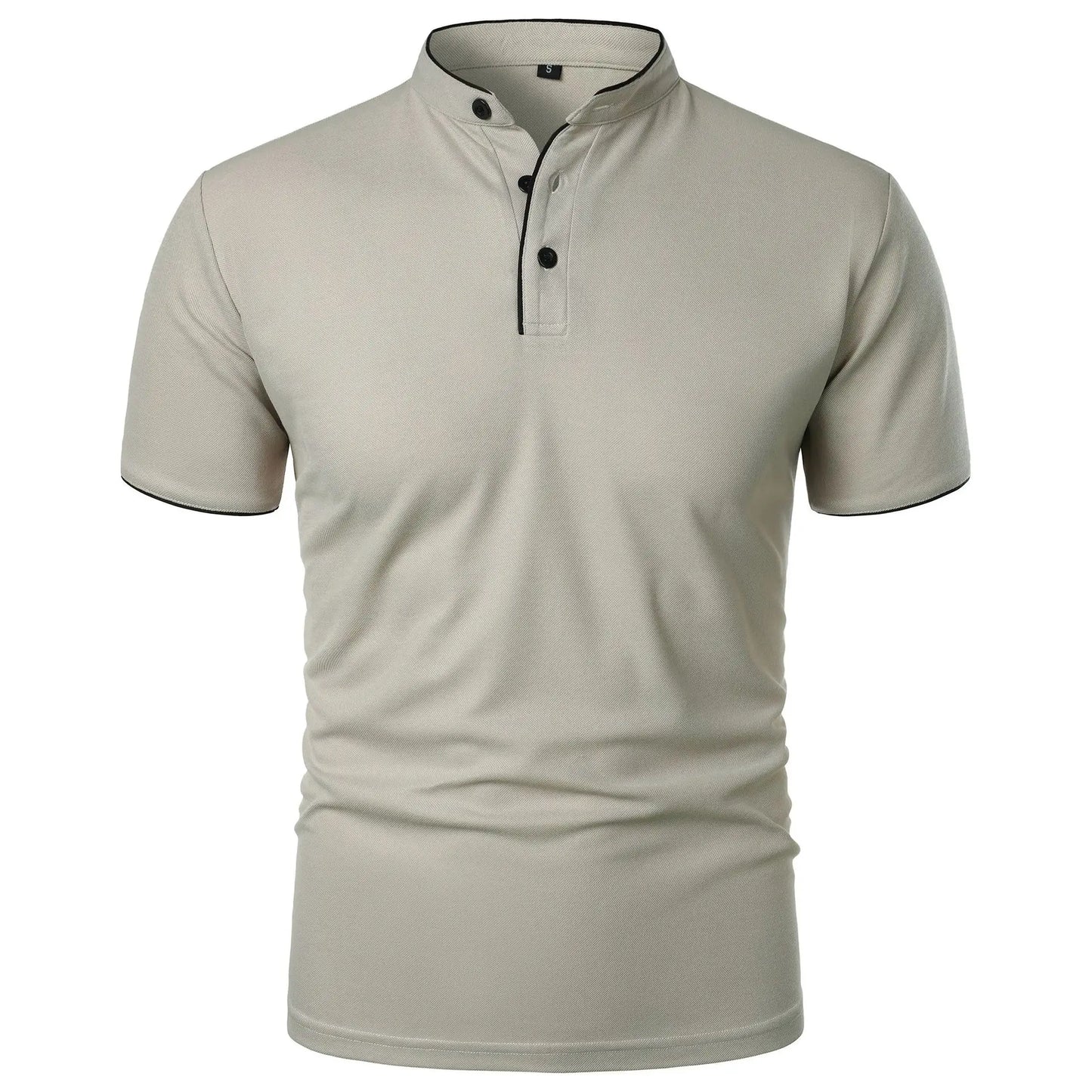 Men's Casual Short Sleeve Polo Shirt with Mandarin Collar Design