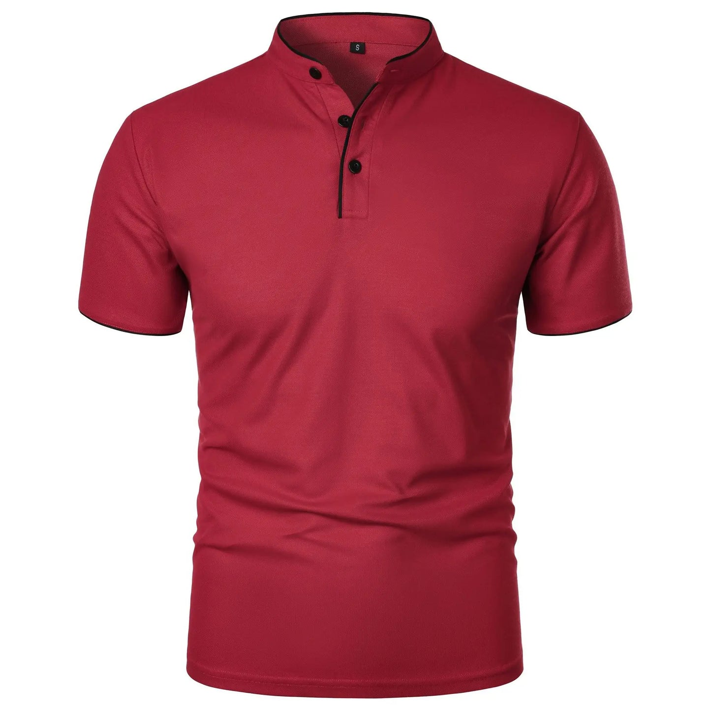 Men's Casual Short Sleeve Polo Shirt with Mandarin Collar Design