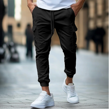 Men's Slim Fit Cargo Jogger Pants with Elastic Waist and Cuffs