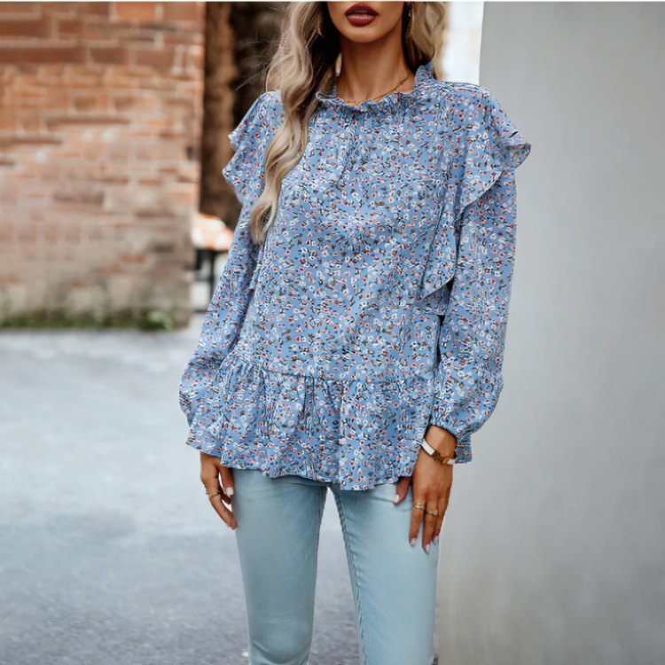 Women's Elegant Floral Long Sleeve Blouse
