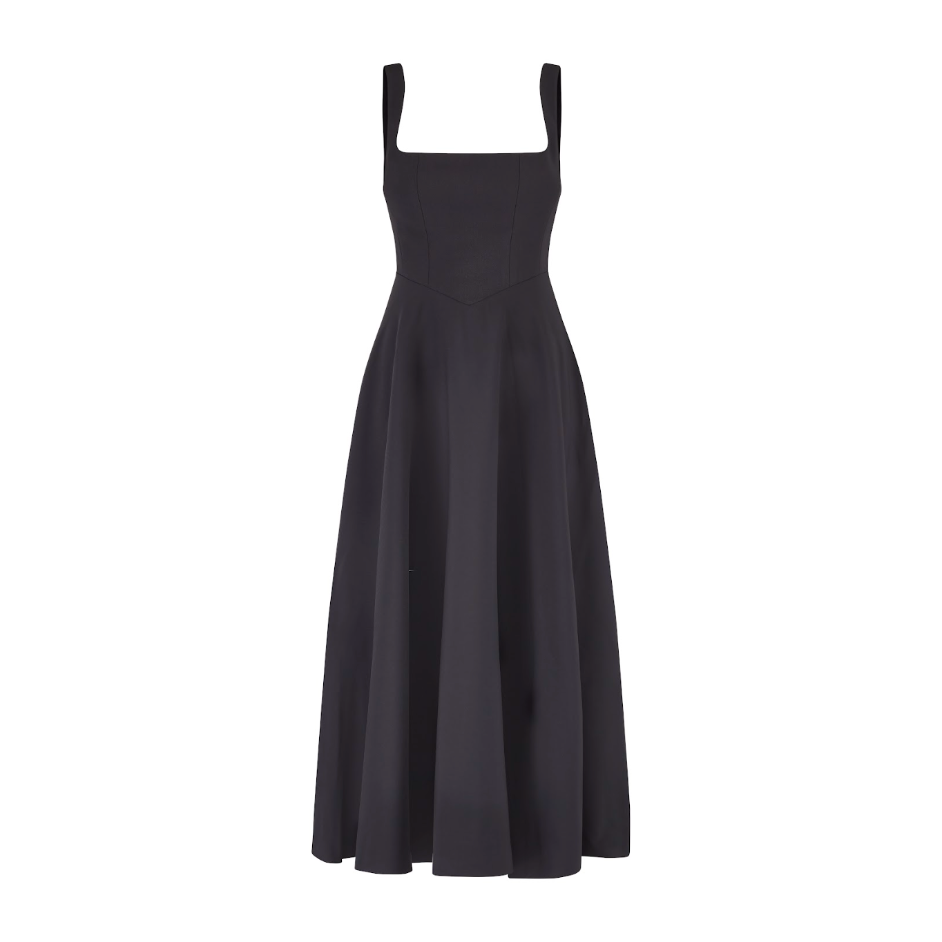 Women's Sleeveless Square Neck Midi Dress with A-Line Silhouette