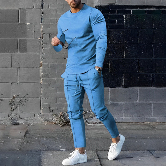 Men's 2-Piece Loungewear Set with Slim Fit Sweatshirt and Joggers