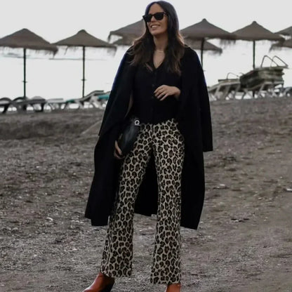 Leopard Print Wide-Leg Pants for Women