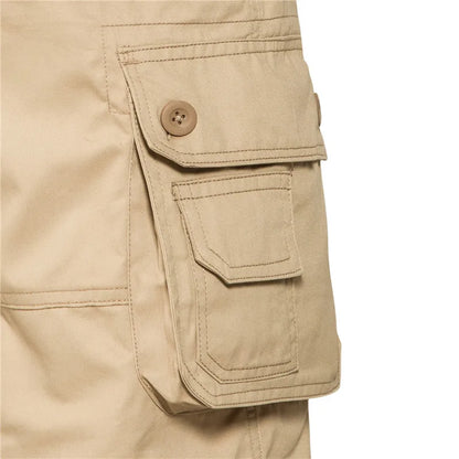 Men's Loose Fit Cargo Shorts with Multi Pockets and Button Closure