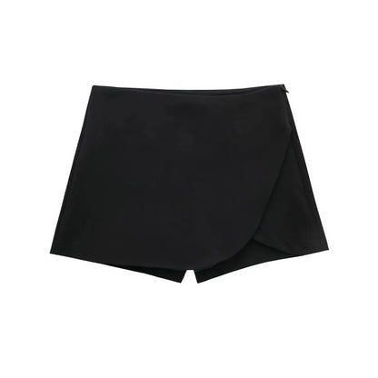 Women's High Waist Asymmetric Mini Skirt with Overlap Front