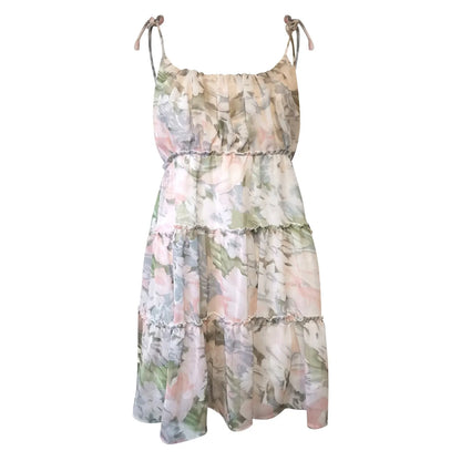 Women’s Floral Spaghetti Strap Mini Dress with Short Hem