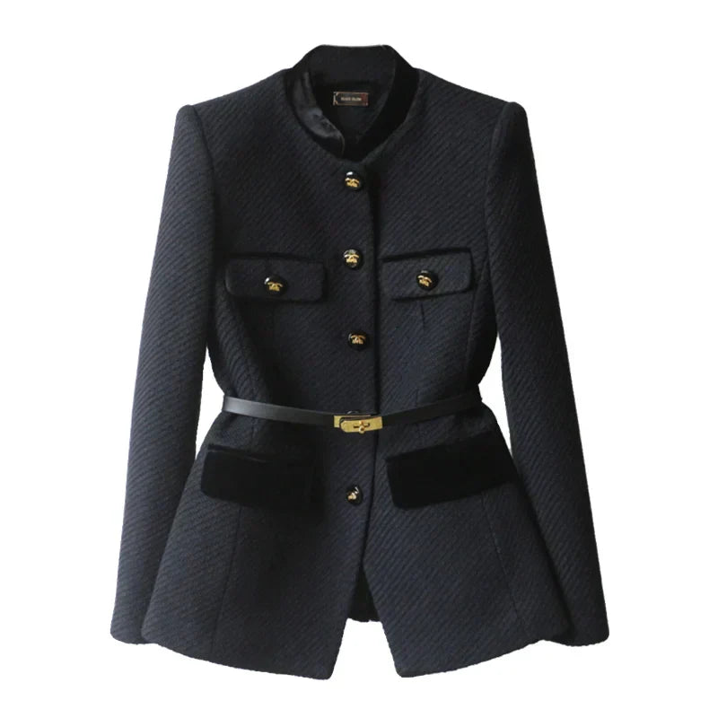 Women's wool coat with button closure