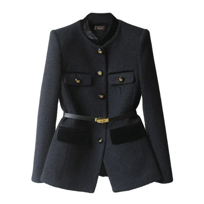 Women's wool coat with button closure