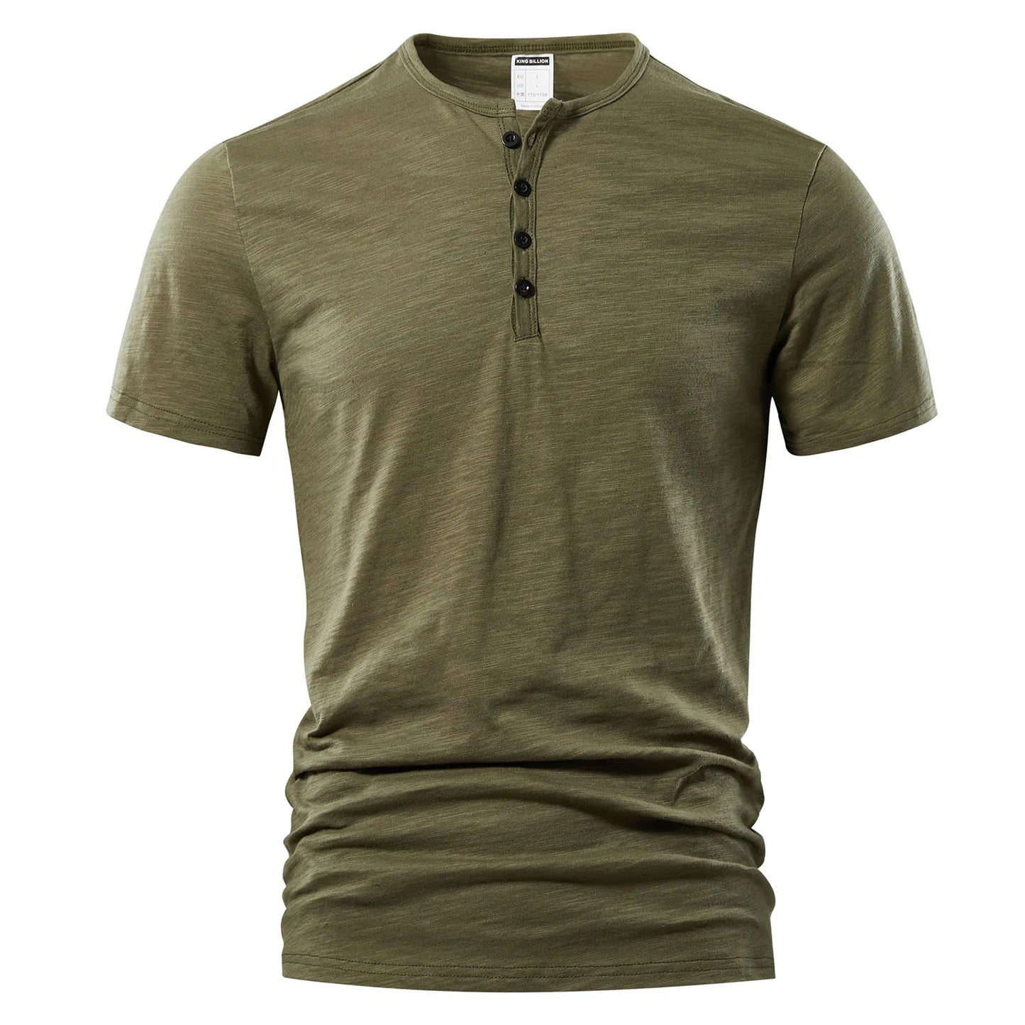 Men's Casual Short Sleeve Cotton Henley Polo Shirt with Buttons