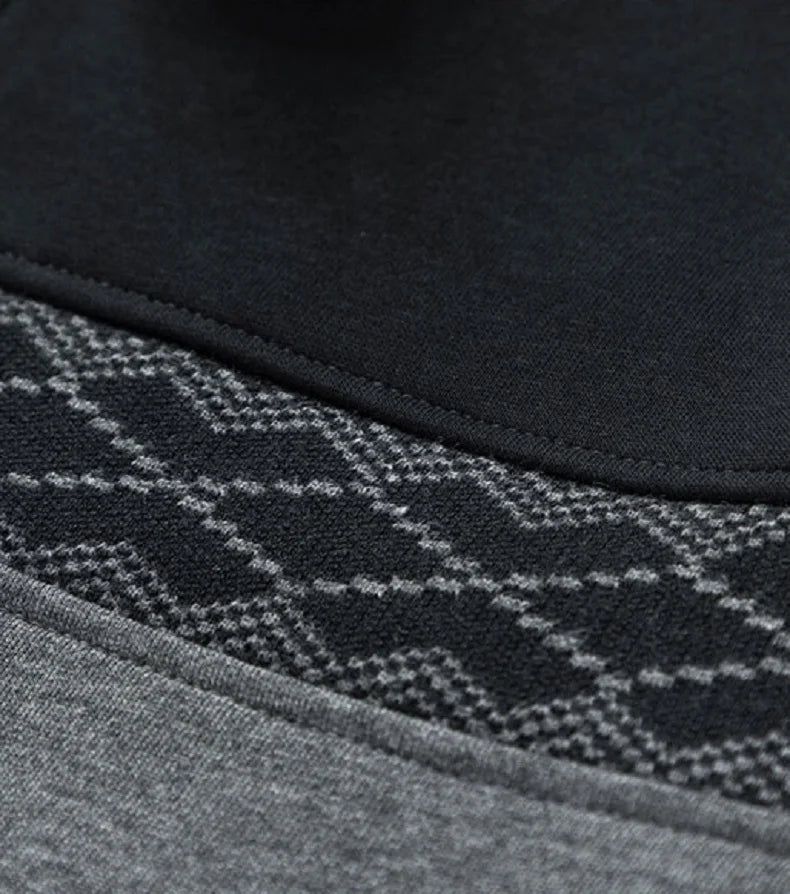 Men's Tracksuit Two Piece Set with Zip Jacket and Geometric Detail