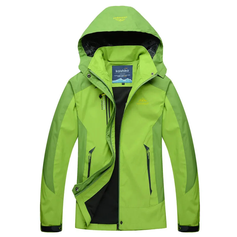 Women's Waterproof Windbreaker Jacket with Sporty Hooded Design