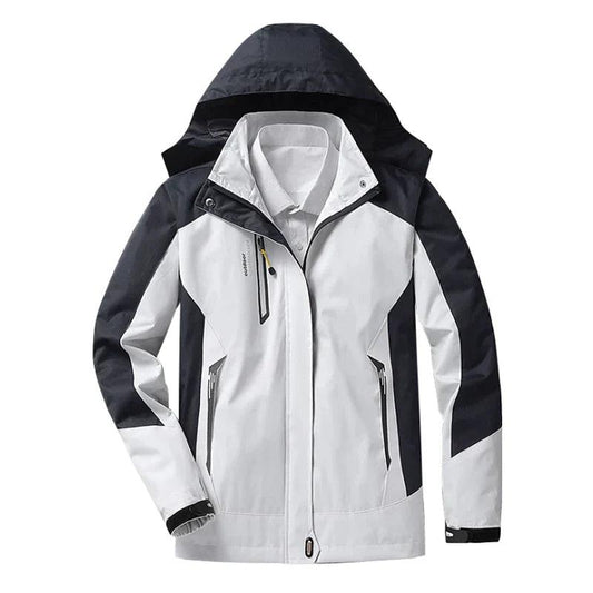 Women's Waterproof Windbreaker Jacket with Sporty Hooded Design
