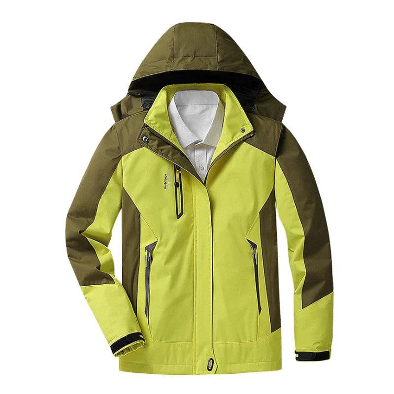 Women's Waterproof Windbreaker Jacket with Sporty Hooded Design