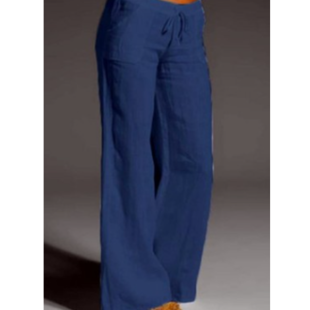 Women's Wide-Leg Trousers with Drawstring Waist and Relaxed Fit