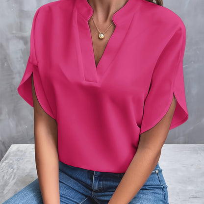 Women's Elegant Blouse With V-Neck