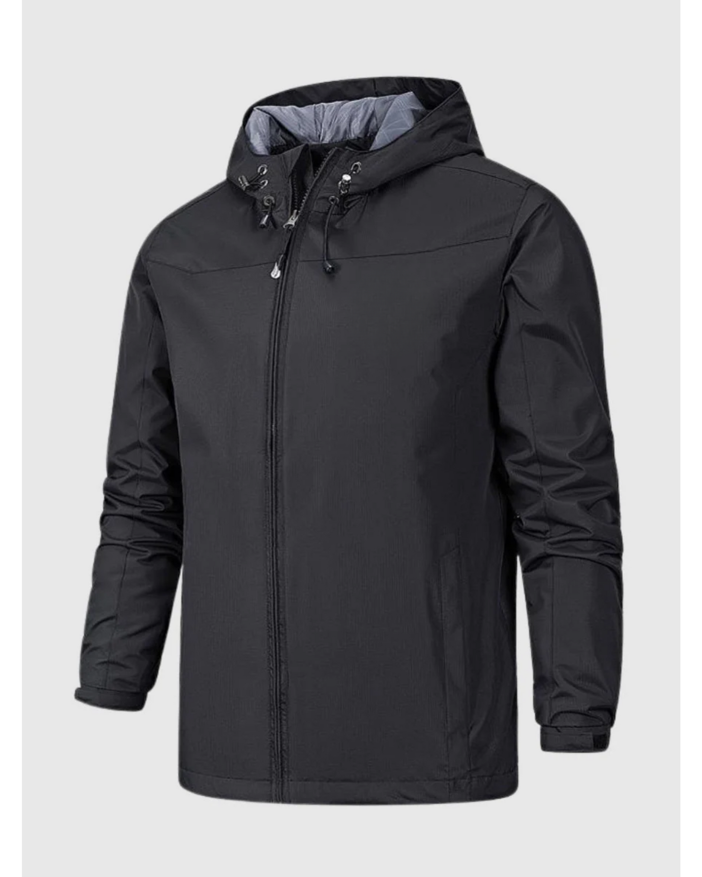 Men's Waterproof Rain Jacket with Hood and Lightweight Zip Design