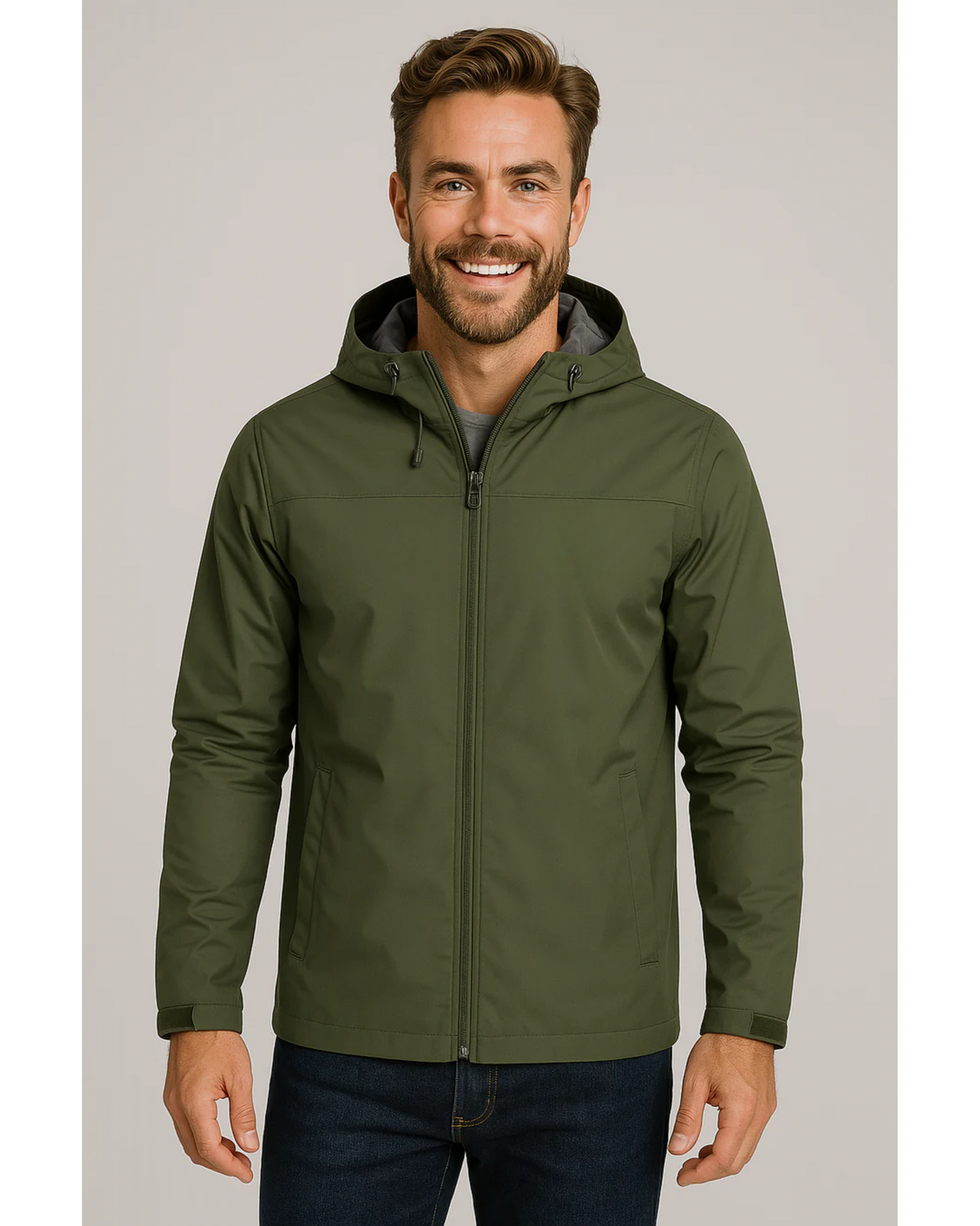 Men's Waterproof Rain Jacket with Hood and Lightweight Zip Design