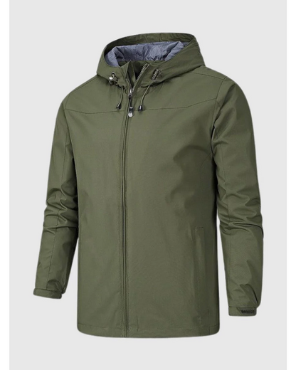 Men's Waterproof Rain Jacket with Hood and Lightweight Zip Design