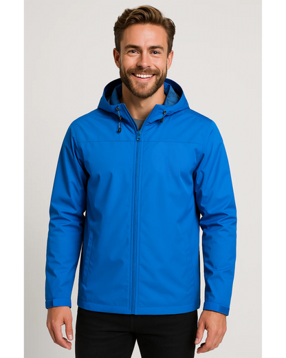 Men's Waterproof Rain Jacket with Hood and Lightweight Zip Design