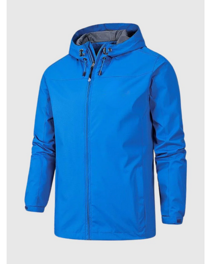 Men's Waterproof Rain Jacket with Hood and Lightweight Zip Design