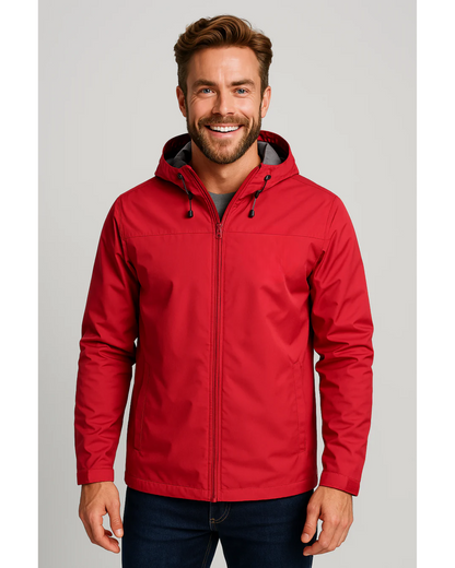 Men's Waterproof Rain Jacket with Hood and Lightweight Zip Design