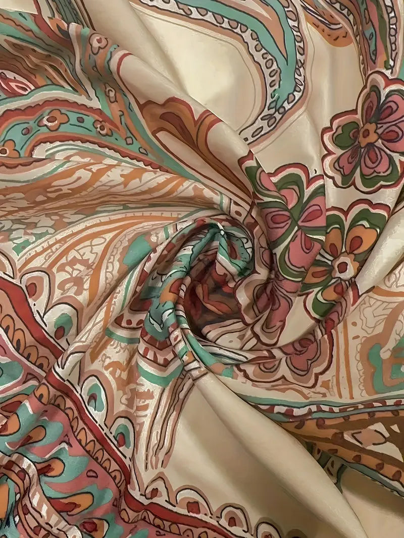 Women's Wide-Leg High-Waist Trousers with Paisley Print