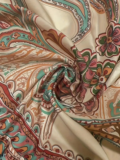 Women's Wide-Leg High-Waist Trousers with Paisley Print