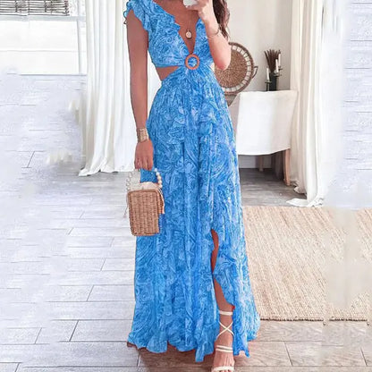 Women's Floral V-Neck Maxi Dress