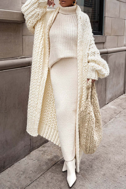 Women's Long Chunky Knit Cardigan with Oversized Cozy Fit