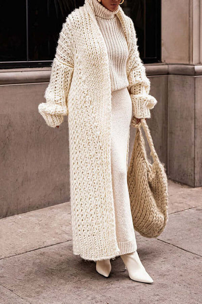 Women's Long Chunky Knit Cardigan with Oversized Cozy Fit
