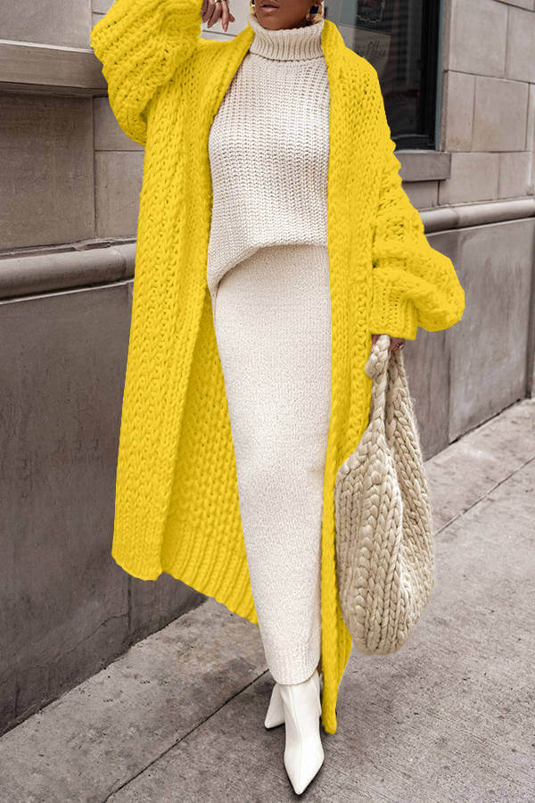Women's Long Chunky Knit Cardigan with Oversized Cozy Fit