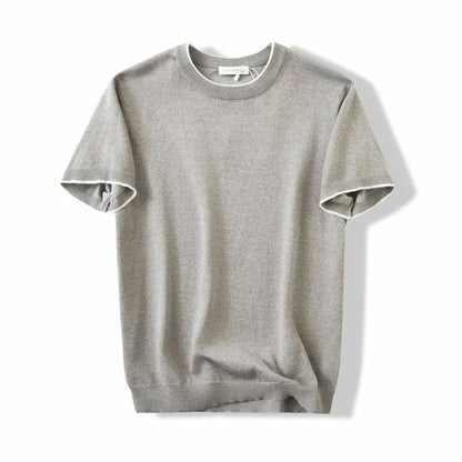 Men’s Casual Contrast Knit Round Neck T-Shirt – Comfortable & Stylish
