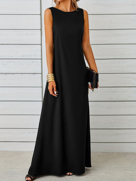 Women's Sleeveless Maxi Dress with Floor-Length Flow and Clean Lines
